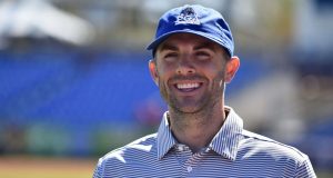 PORT ST. LUCIE, FL - MARCH 22: Former New York Mets third baseman, David Wright during the 101st PGA Championship Ambassador Announcement at Mets Spring Training on March 22, 2019 in Port St. Lucie, Florida.