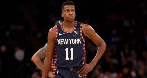 NEW YORK, NEW YORK - JANUARY 16: Frank Ntilikina #11 of the New York Knicks reacts late in the game against the Phoenix Suns at Madison Square Garden on January 16, 2020 in New York City.The Phoenix Suns defeated the New York Knicks 121-98.NOTE TO USER: User expressly acknowledges and agrees that, by downloading and or using this photograph, User is consenting to the terms and conditions of the Getty Images License Agreement.