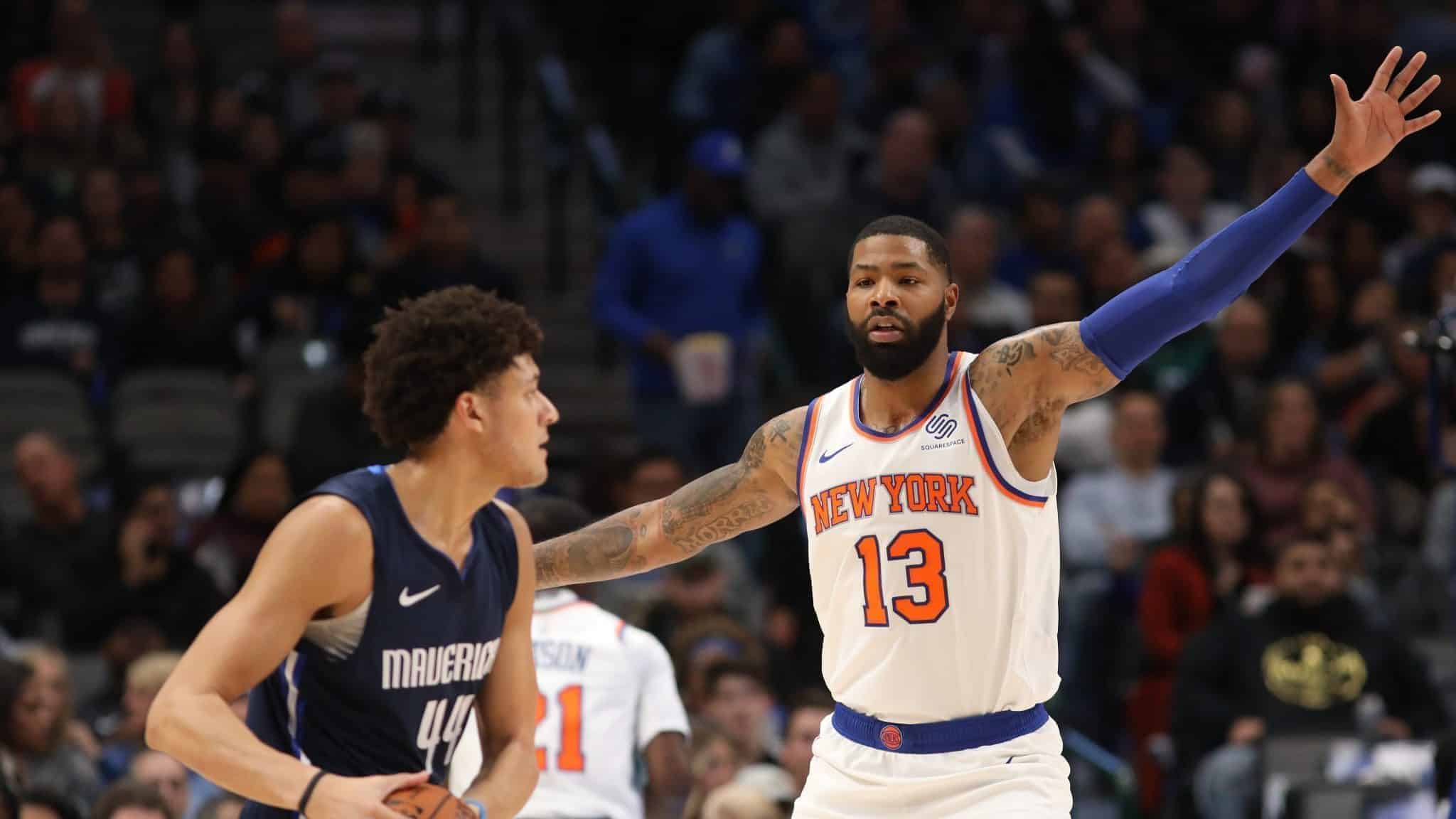 DALLAS, TEXAS - NOVEMBER 08: Marcus Morris Sr. #13 of the New York Knicks at American Airlines Center on November 08, 2019 in Dallas, Texas.