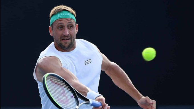 MELBOURNE, AUSTRALIA - JANUARY 24: Tennys Sandgren of the United States plays a forehand during his Men's Singles third round match against Sam Querrey of the United States on day five of the 2020 Australian Open at Melbourne Park on January 24, 2020 in Melbourne, Australia.