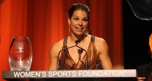 NEW YORK - OCTOBER 14: Softball player Jessica Mendoza speaks on stage during the 29th annual Salute to Women in Sports Awards presented by the Women's Sports Foundation at The Waldorf-Astoria Hotel on October 14, 2008 in New York City.