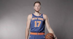 MADISON, NEW JERSEY - AUGUST 11: (EDITOR'S NOTE: SATURATIOIN WAS REMOVED FROM THIS IMAGE) Ignas Brazdeikis of the New York Knicks poses for a portrait during the 2019 NBA Rookie Photo Shoot on August 11, 2019 at the Ferguson Recreation Center in Madison, New Jersey.
