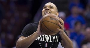 PHILADELPHIA, PA - APRIL 23: Jared Dudley #6 of the Brooklyn Nets warms prior to Game Five of Round One of the 2019 NBA Playoffs against the Philadelphia 76ers at the Wells Fargo Center on April 23, 2019 in Philadelphia, Pennsylvania. NOTE TO USER: User expressly acknowledges and agrees that, by downloading and or using this photograph, User is consenting to the terms and conditions of the Getty Images License Agreement.