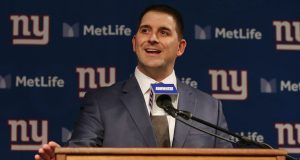 EAST RUTHERFORD, NJ - JANUARY 09: Joe Judge talks to the media after he was introduced as the new head coach of the New York Giants during a news conference at MetLife Stadium on January 9, 2020 in East Rutherford, New Jersey.