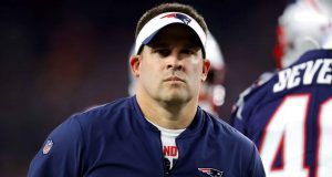 FOXBOROUGH, MASSACHUSETTS - SEPTEMBER 08: New England Patriots offensive coordinator Josh McDaniels looks on before the game against the Pittsburgh Steelers at Gillette Stadium on September 08, 2019 in Foxborough, Massachusetts.
