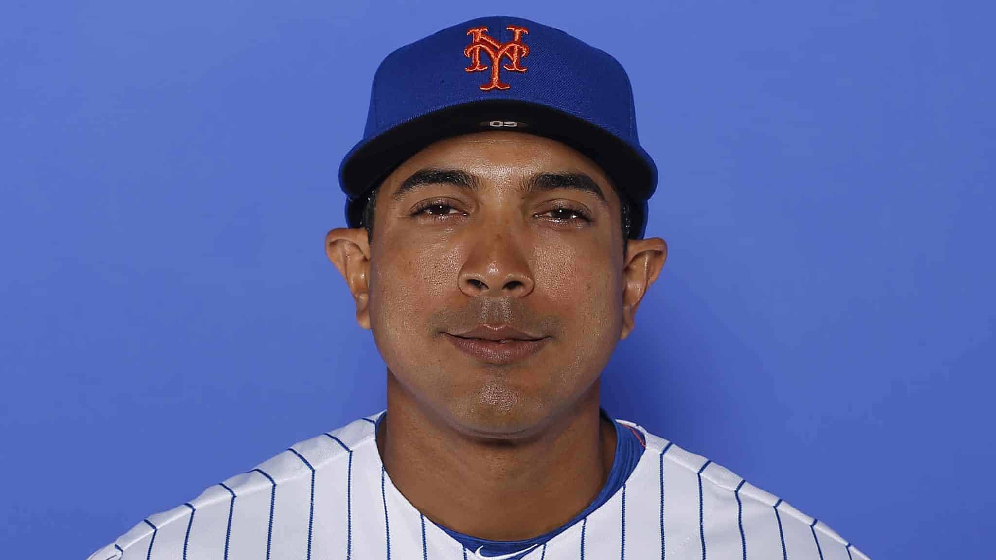 PORT ST. LUCIE, FLORIDA - FEBRUARY 21: Luis Rojas #60 of the New York Mets poses for a photo on Photo Day at First Data Field on February 21, 2019 in Port St. Lucie, Florida.