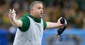 NEW ORLEANS, LOUISIANA - JANUARY 01: Head coach Matt Rhule of the Baylor Bears looks on during the Allstate Sugar Bowl against the Georgia Bulldogs at Mercedes Benz Superdome on January 01, 2020 in New Orleans, Louisiana.