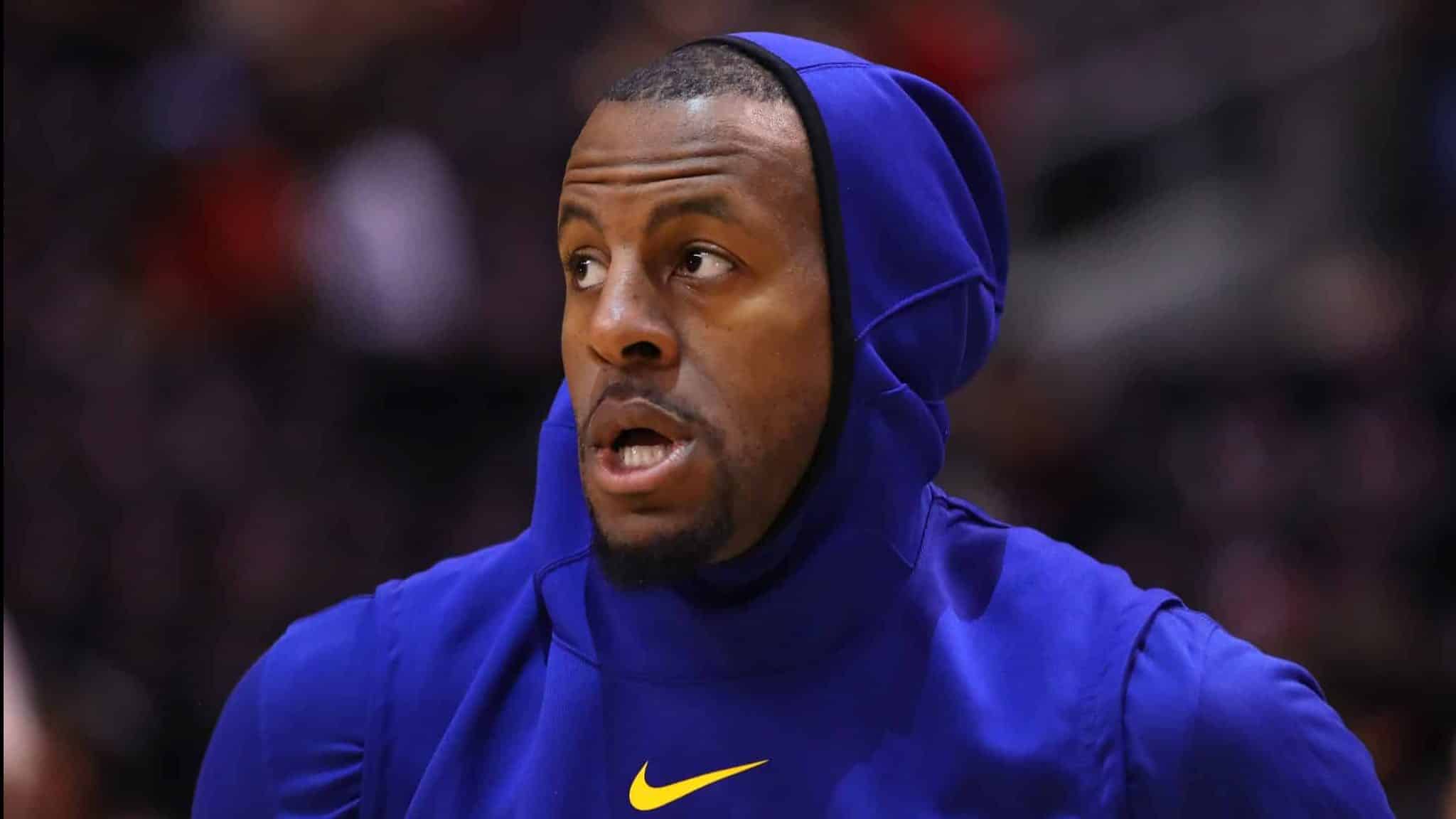 TORONTO, ONTARIO - MAY 30: Andre Iguodala #9 of the Golden State Warriors warms up before Game One of the 2019 NBA Finals against the Toronto Raptors at Scotiabank Arena on May 30, 2019 in Toronto, Canada. NOTE TO USER: User expressly acknowledges and agrees that, by downloading and or using this photograph, User is consenting to the terms and conditions of the Getty Images License Agreement.
