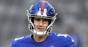 EAST RUTHERFORD, NEW JERSEY - DECEMBER 29: Eli Manning #10 of the New York Giants looks on prior to the game against the Philadelphia Eagles at MetLife Stadium on December 29, 2019 in East Rutherford, New Jersey.