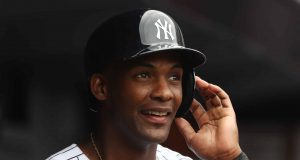 NEW YORK, NY - JULY 21: Miguel Andujar #41 of the New York Yankees celebrates scoring a run in the fourth inning against the New York Mets during their game at Yankee Stadium on July 21, 2018 in New York City.