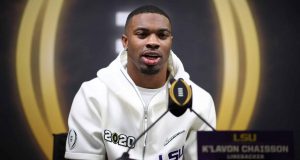 NEW ORLEANS, LOUISIANA - JANUARY 11: K'Lavon Chaisson #18 of the LSU Tigers attends media day for the College Football Playoff National Championship on January 11, 2020 in New Orleans, Louisiana.