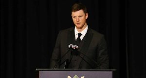 NEW YORK, NEW YORK - JANUARY 25: DJ LeMahieu of the New York Yankees speaks after receiving the Sid Mercer-Dick Young "New York Player of the Year" Award during the 97th annual New York Baseball Writers' Dinner on January 25, 2020 Sheraton New York in New York City.