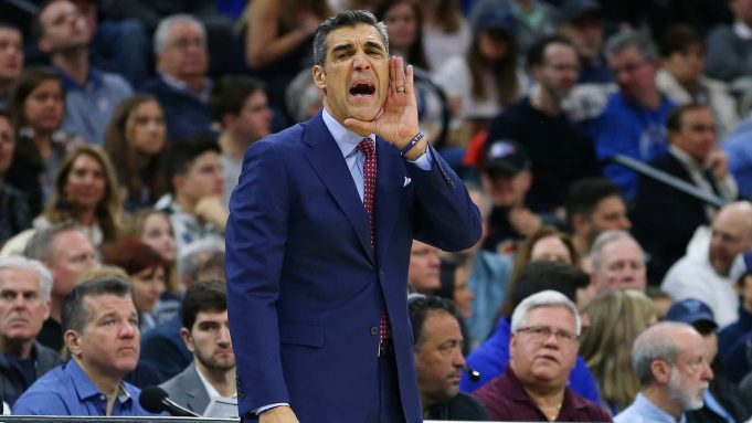 PHILADELPHIA, PA - FEBRUARY 08: Head coach Jay Wright the Villanova Wildcats reacts during the first half of a college basketball game against the Seton Hall Pirates at Wells Fargo Center on February 8, 2020 in Philadelphia, Pennsylvania. Seton Hall defeated Villanova 70-64.