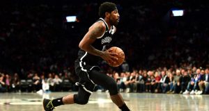 NEW YORK, NEW YORK - OCTOBER 25: Kyrie Irving #11 of the Brooklyn Nets conrols the ball during the first half of their game against the New York Knicks at Barclays Center on October 25, 2019 in the Brooklyn borough of New York City.