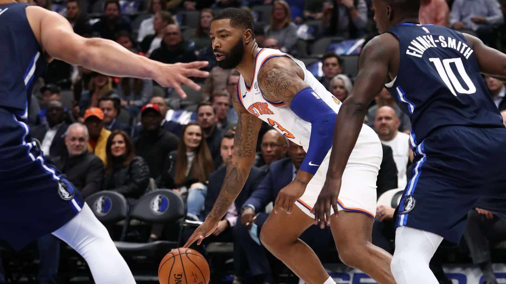 DALLAS, TEXAS - NOVEMBER 08: Marcus Morris Sr. #13 of the New York Knicks at American Airlines Center on November 08, 2019 in Dallas, Texas. NOTE TO USER: User expressly acknowledges and agrees that, by downloading and or using this photograph, User is consenting to the terms and conditions of the Getty Images License Agreement.