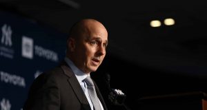 NEW YORK, NEW YORK - DECEMBER 18: New York Yankee general manager Brian Cashman speaks to the media during the New York Yankees press conference to introduce Gerrit Cole at Yankee Stadium on December 18, 2019 in New York City.