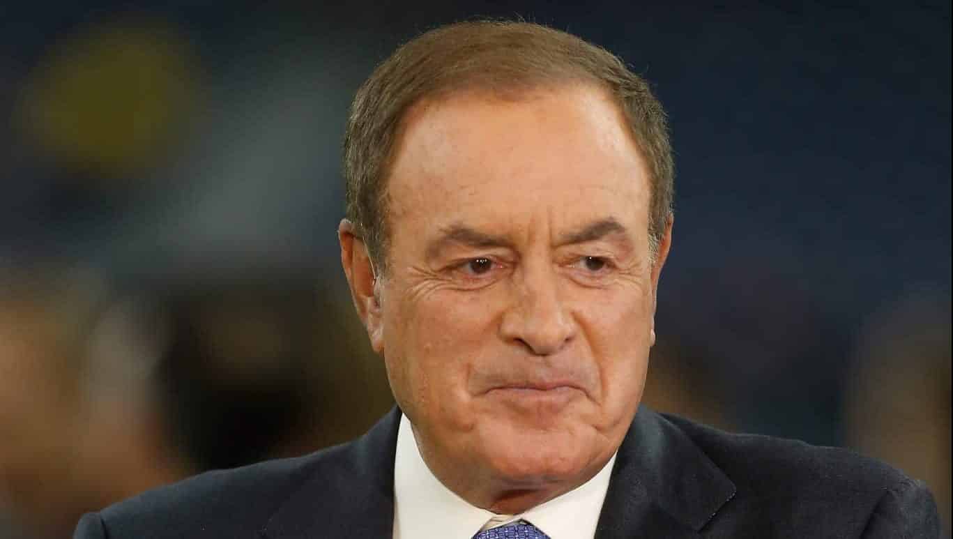 HOUSTON, TX - OCTOBER 07: NBC's Al Michaels prepares for the Sunday night game between the Dallas Cowboys and Houston Texans at NRG Stadium on October 7, 2018 in Houston, Texas.