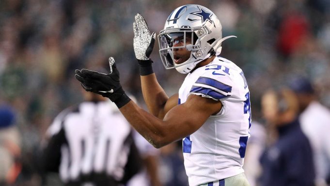 PHILADELPHIA, PENNSYLVANIA - DECEMBER 22: Byron Jones #31 of the Dallas Cowboys reacts during the first half against the Philadelphia Eagles in the game at Lincoln Financial Field on December 22, 2019 in Philadelphia, Pennsylvania.