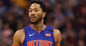 PHOENIX, ARIZONA - FEBRUARY 28: Derrick Rose #25 of the Detroit Pistons handles the ball during the first half of the NBA game against the Phoenix Suns at Talking Stick Resort Arena on February 28, 2020 in Phoenix, Arizona. NOTE TO USER: User expressly acknowledges and agrees that, by downloading and or using this photograph, user is consenting to the terms and conditions of the Getty Images License Agreement. Mandatory Copyright Notice: Copyright 2020 NBAE.