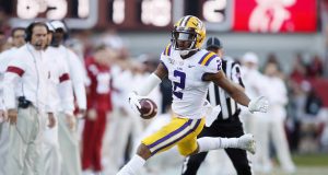 TUSCALOOSA, ALABAMA - NOVEMBER 09: Justin Jefferson #2 of the LSU Tigers goes out of bounds during the first half against the Alabama Crimson Tide in the game at Bryant-Denny Stadium on November 09, 2019 in Tuscaloosa, Alabama. New York Jets