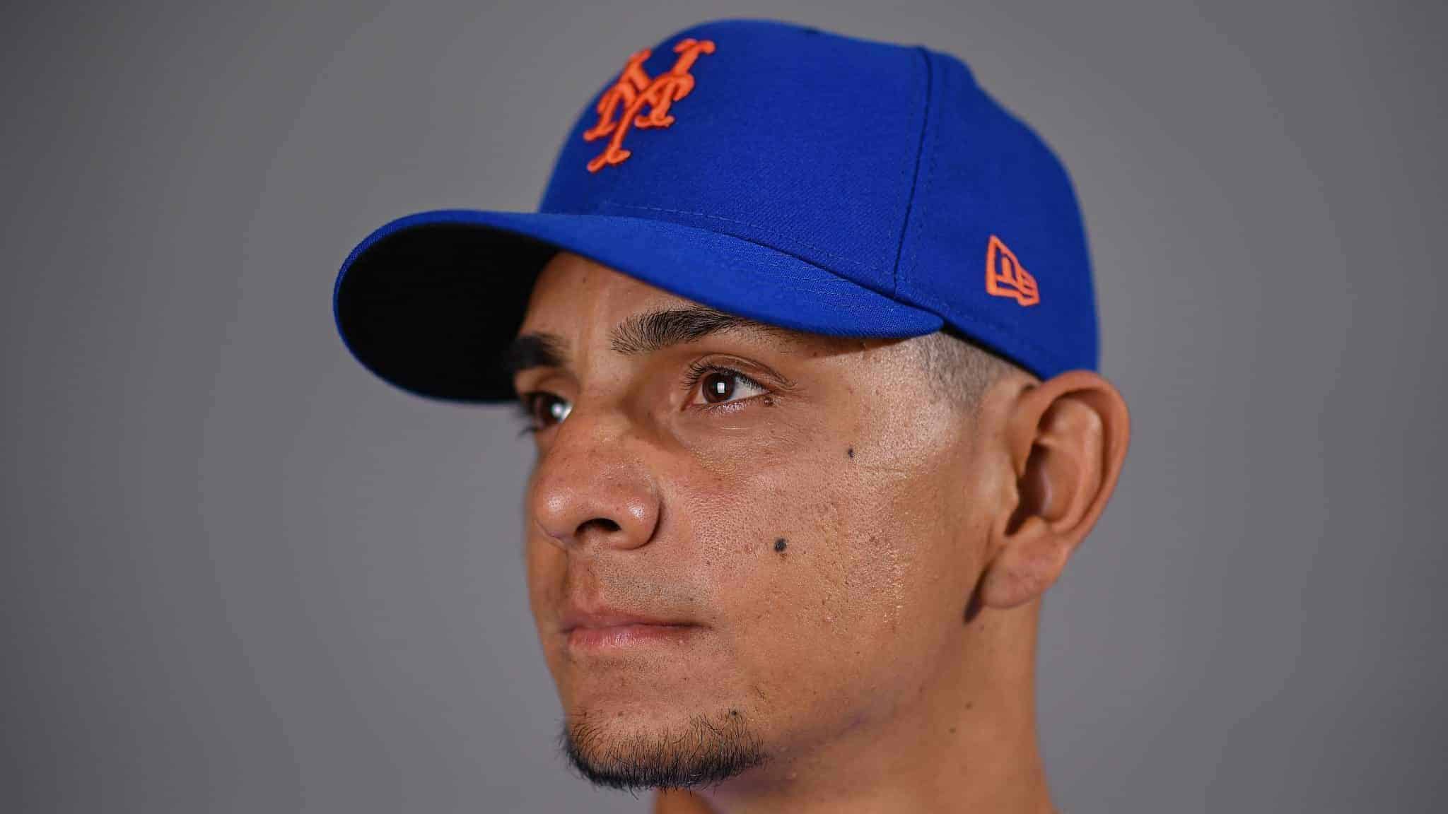 PORT ST. LUCIE, FLORIDA - FEBRUARY 20: Andres Gimenez #60 of the New York Mets poses for a photo during Photo Day at Clover Park on February 20, 2020 in Port St. Lucie, Florida.