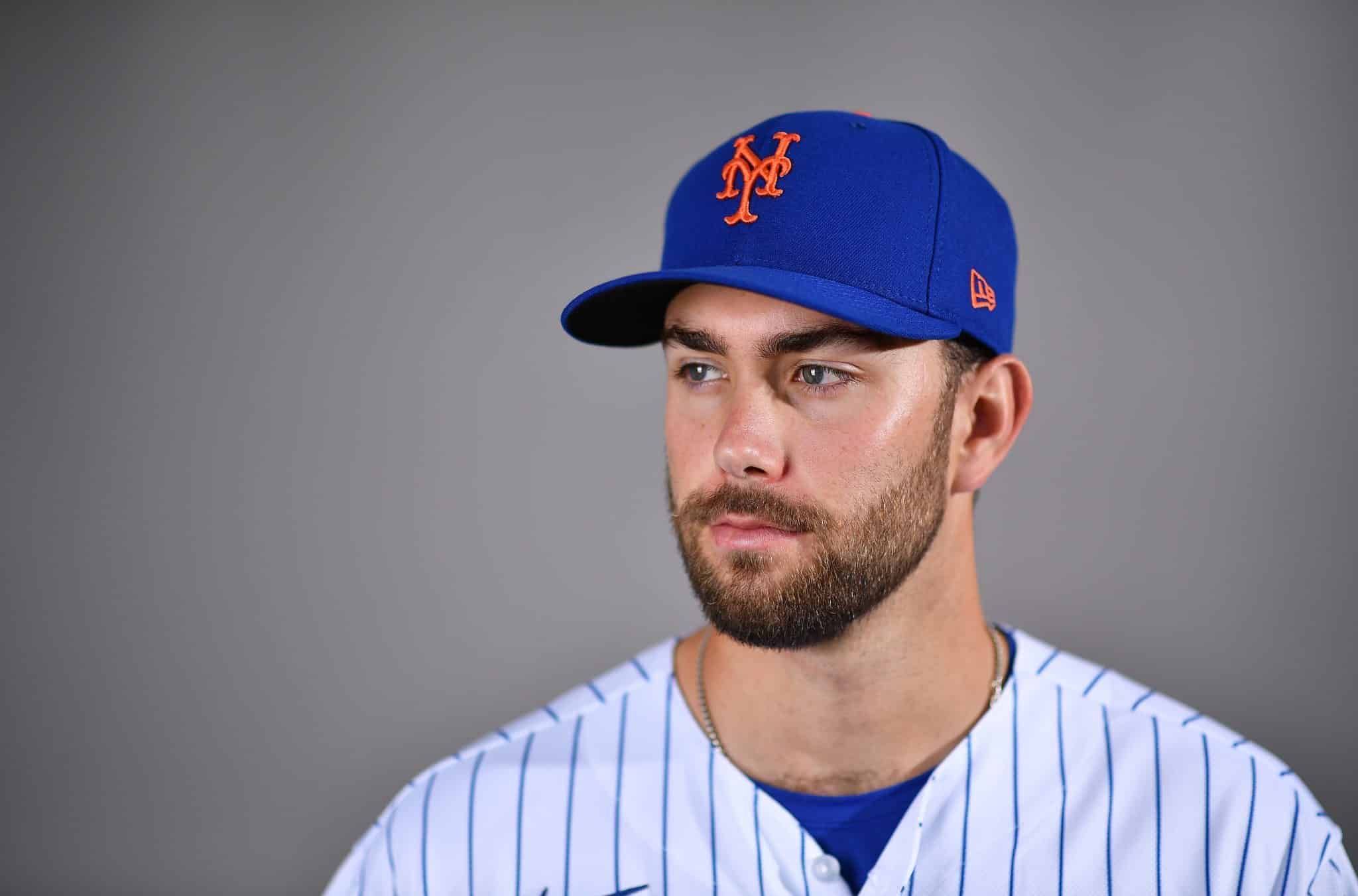 PORT ST. LUCIE, FLORIDA - FEBRUARY 20: David Peterson #77 of the New York Mets poses for a photo during Photo Day at Clover Park on February 20, 2020 in Port St. Lucie, Florida.