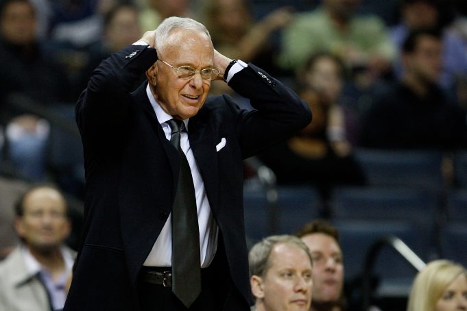 CHARLOTTE, NC - NOVEMBER 06: Head coach Larry Brown of the Charlotte Bobcats reacts against the Atlanta Hawks during their game at Time Warner Cable Arena on November 6, 2009 in Charlotte, North Carolina. NOTE TO USER: User expressly acknowledges and agrees that, by downloading and/or using this Photograph, user is consenting to the terms and conditions of the Getty Images License Agreement.