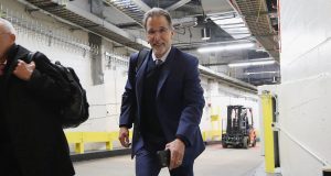 NEW YORK, NEW YORK - APRIL 05: John Tortorella of the Columbus Blue Jackets arrives for the game against the New York Rangers at Madison Square Garden on April 05, 2019 in New York City.