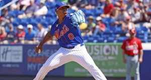 PORT ST LUCIE, FL - MARCH 4: Marcus Stroman #0 of the New York Mets throws the ball against the St Louis Cardinals during a spring training game at Clover Park on March 4, 2020 in Port St. Lucie, Florida.