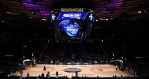 NEW YORK, NEW YORK - MARCH 12: A general view of the arena before the first half between the St. John's Red Storm and the Creighton Bluejays during the quarterfinals of the Big East Basketball Tournament at Madison Square Garden on March 12, 2020 in New York City. Games will be played without fans amid growing concern over the spread of COVID-19 (coronavirus).