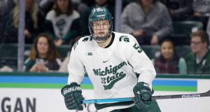 Michigan State's Patrick Khodorenko scored a hat trick in the Spartans' win over Penn State on Friday.