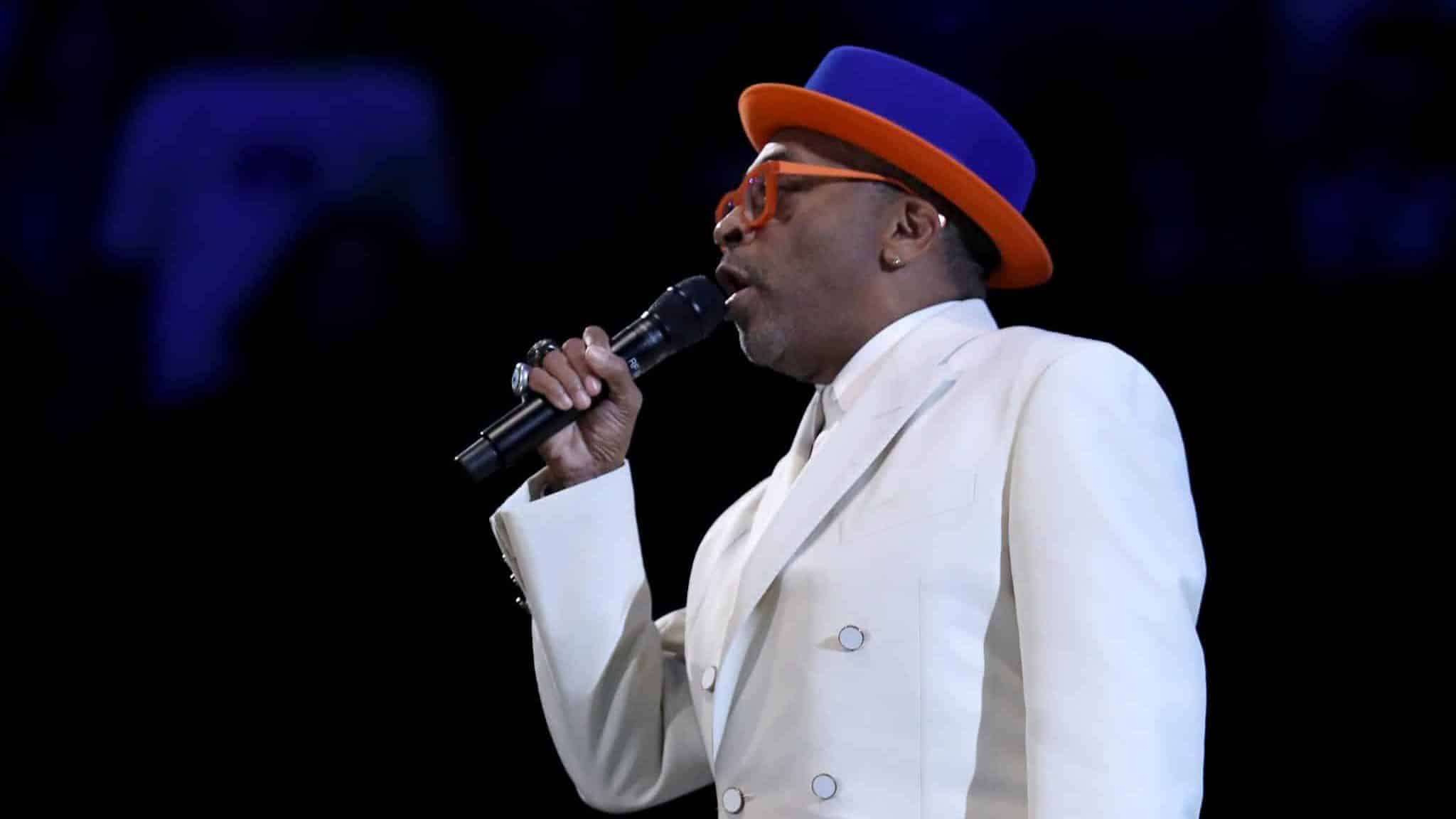 CHARLOTTE, NORTH CAROLINA - FEBRUARY 17: Filmmaker Spike Lee speaks at halftime during the NBA All-Star game as part of the 2019 NBA All-Star Weekend at Spectrum Center on February 17, 2019 in Charlotte, North Carolina. NOTE TO USER: User expressly acknowledges and agrees that, by downloading and/or using this photograph, user is consenting to the terms and conditions of the Getty Images License Agreement.
