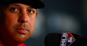 LONDON, ENGLAND - JUNE 28: Boston Red Sox manager Alex Cora speaks with members of the media during a press conference ahead of the MLB London Series games between Boston Red Sox and New York Yankees at London Stadium on June 28, 2019 in London, England.
