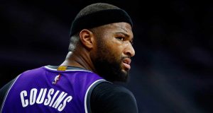 AUBURN HILLS, MI - JANUARY 23: DeMarcus Cousins #15 of the Sacramento Kings looks on while playing the Detroit Pistons at the Palace of Auburn Hills on January 23, 2017 in Auburn Hills, Michigan. Sacramento won the game 109-104. NOTE TO USER: User expressly acknowledges and agrees that, by downloading and or using this photograph, User is consenting to the terms and conditions of the Getty Images License Agreement.