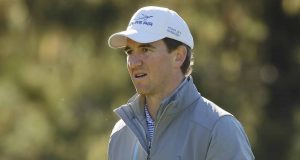 PEBBLE BEACH, CALIFORNIA - FEBRUARY 07: Former NFL player Eli Manning looks on during the second round of the AT&T Pebble Beach Pro-Am at Monterey Peninsula Country Club on February 07, 2020 in Pebble Beach, California.