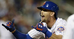 NEW YORK, NEW YORK - JUNE 30: Jeff McNeil #6 of the New York Mets reacts after his eighth inning two RBI single against the Atlanta Braves at Citi Field on June 30, 2019 in New York City.