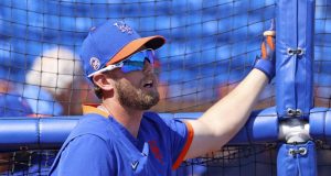 PORT ST LUCIE, FL - MARCH 4: Jeff McNeil #6 of the New York Mets waits his turn at the batting cage prior to the spring training game against the St Louis Cardinals at Clover Park on March 4, 2020 in Port St. Lucie, Florida.