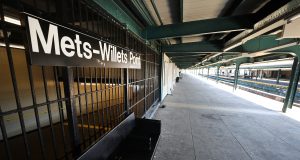 FLUSHING, NEW YORK - MARCH 26: The Subway stop platform to Citi Field remains empty on March 26, 2020. Citi Field is closed on the scheduled date for Opening Day March 26, 2020 in Flushing, New York. Major League Baseball has postponed the start of its season due to the coronavirus (COVID-19) outbreak and MLB commissioner Rob Manfred recently said the league is "probably not gonna be able to" play a full 162-game regular season.