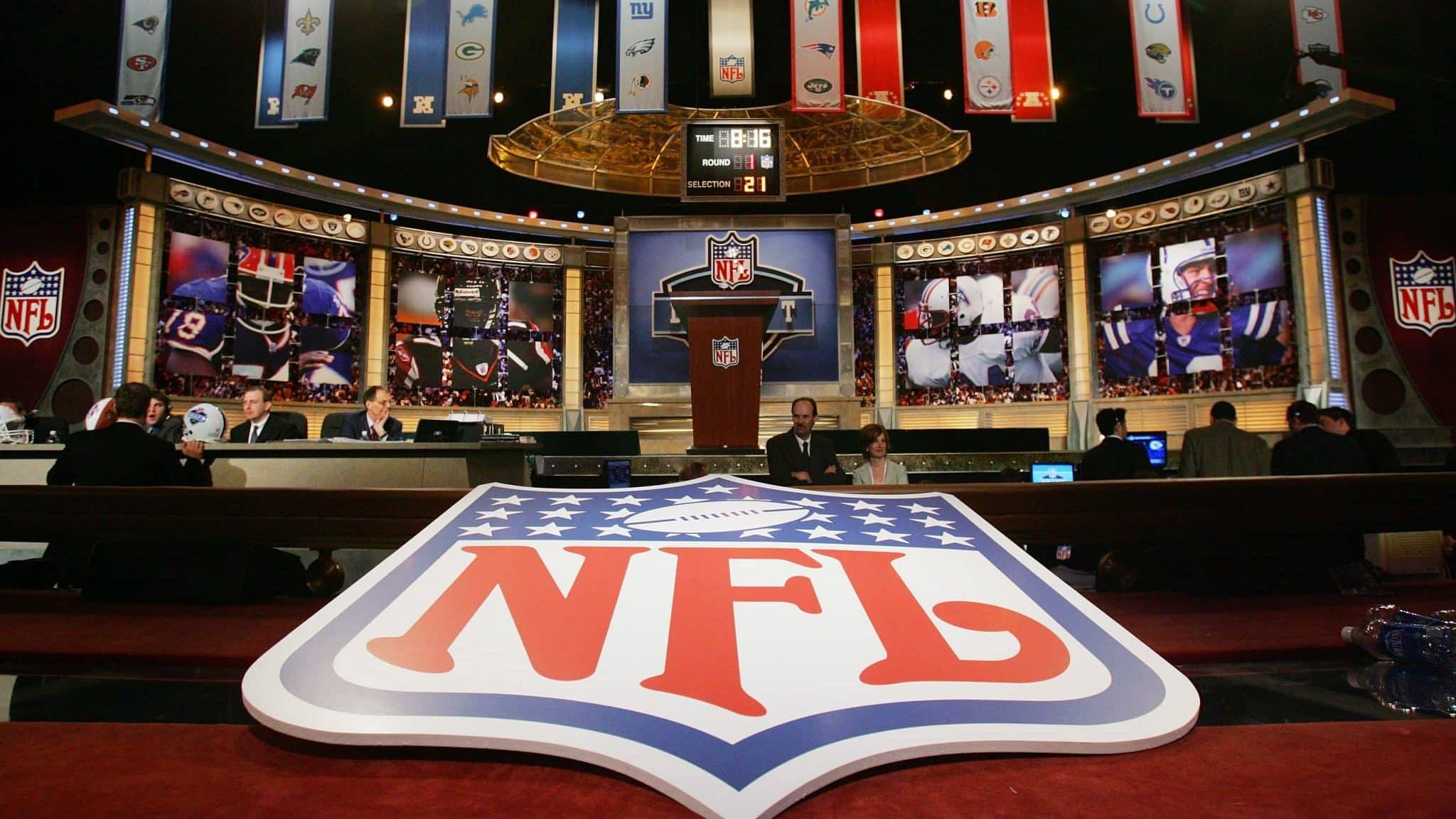 NEW YORK - APRIL 29: The stage is shown with the NFL Logo at the 2006 NFL Draft on April 29, 2006 at Radio City Music Hall in New York, New York.