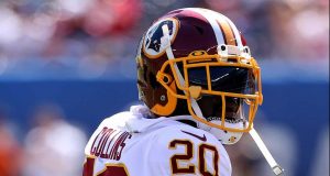 EAST RUTHERFORD, NEW JERSEY - SEPTEMBER 29: Landon Collins #20 of the Washington Redskins warms up prior to the game against the New York Giants at MetLife Stadium on September 29, 2019 in East Rutherford, New Jersey.