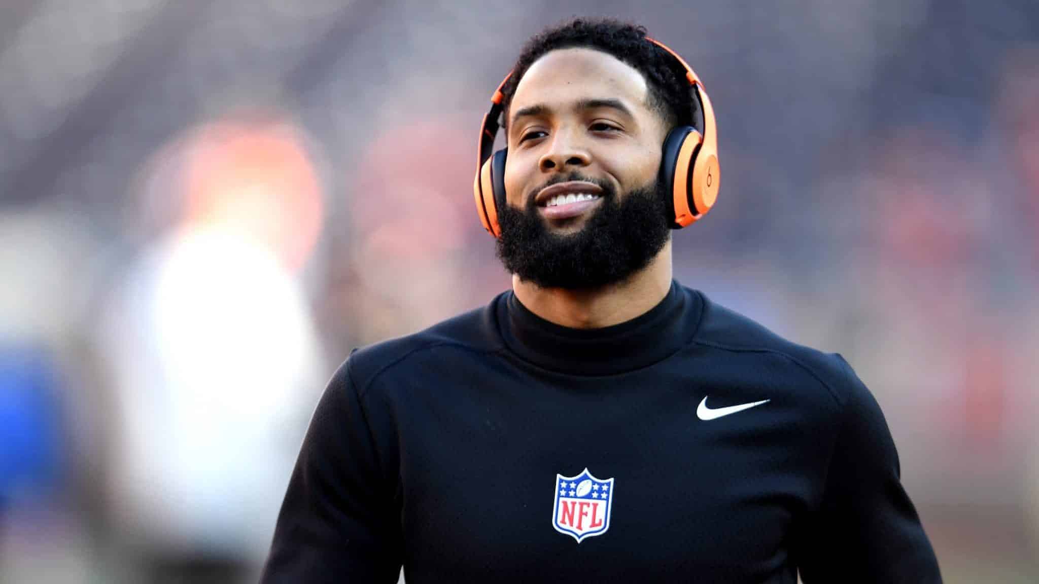 CLEVELAND, OHIO - DECEMBER 22: Odell Beckham Jr. #13 of the Cleveland Browns warms up prior to the game against the Baltimore Ravens at FirstEnergy Stadium on December 22, 2019 in Cleveland, Ohio.