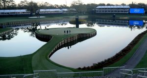 PONTE VEDRA BEACH, FLORIDA - MARCH 13: A general view of the 17th green is seen after the cancellation of the The PLAYERS Championship and consecutive PGA Tour events through April 5th,2020 due to the COVID-19 pandemic on March 13, 2020 in Ponte Vedra Beach, Florida.