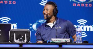 MIAMI, FLORIDA - JANUARY 30: NFL running back Saquon Barkley of the New York Giants speaks onstage during day 2 of SiriusXM at Super Bowl LIV on January 30, 2020 in Miami, Florida.