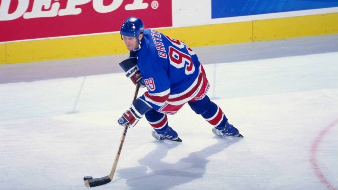 11 Dec 1998: Wayne Gretzky #99 of the New York Rangers in action during the game against the Buffalo Sabres at the Marine Midland Arena in Buffalo, New York. The Sabres defeated the Rangers 2-0.
