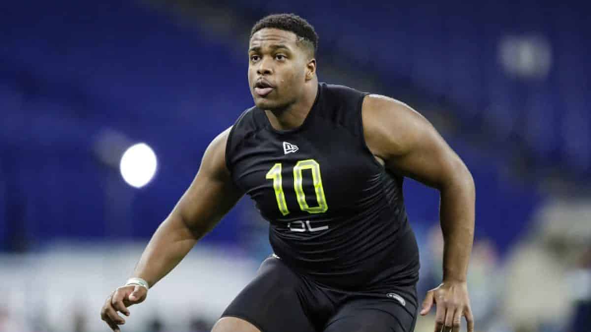 New York Jets' offensive lineman Cam Clark at the 2020 NFL Scouting Combine