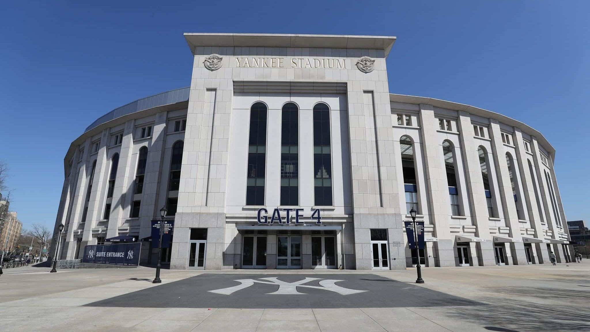 BRONX, NEW YORK - MARCH 26: Yankee Stadium is empty on the scheduled date for Opening Day March 26, 2020 in the Bronx, New York. Major League Baseball has postponed the start of its season due to the coronavirus (COVID-19) outbreak and MLB commissioner Rob Manfred recently said the league is 