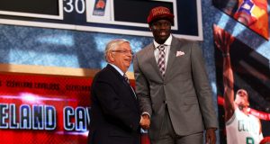 NEW YORK, NY - JUNE 27: Anthony Bennett of UNLV poses for a photo with NBA Commissioner David Stern after Bennett was drafted #1 overall in the first round by the Cleveland Cavaliers during the 2013 NBA Draft at Barclays Center on June 27, 2013 in in the Brooklyn Bourough of New York City. NOTE TO USER: User expressly acknowledges and agrees that, by downloading and/or using this Photograph, user is consenting to the terms and conditions of the Getty Images License Agreement.