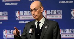 CHICAGO, ILLINOIS - FEBRUARY 15: NBA Commissioner Adam Silver speaks to the media during a press conference at the United Center on February 15, 2020 in Chicago, Illinois.