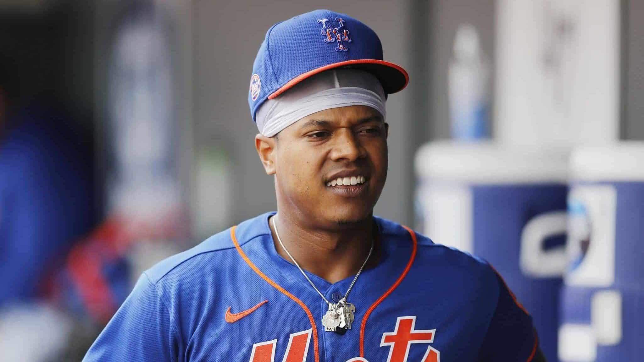 JUPITER, FLORIDA - FEBRUARY 22: Marcus Stroman #0 of the New York Mets reacts against the St. Louis Cardinals during a Grapefruit League spring training game at Roger Dean Stadium on February 22, 2020 in Jupiter, Florida.