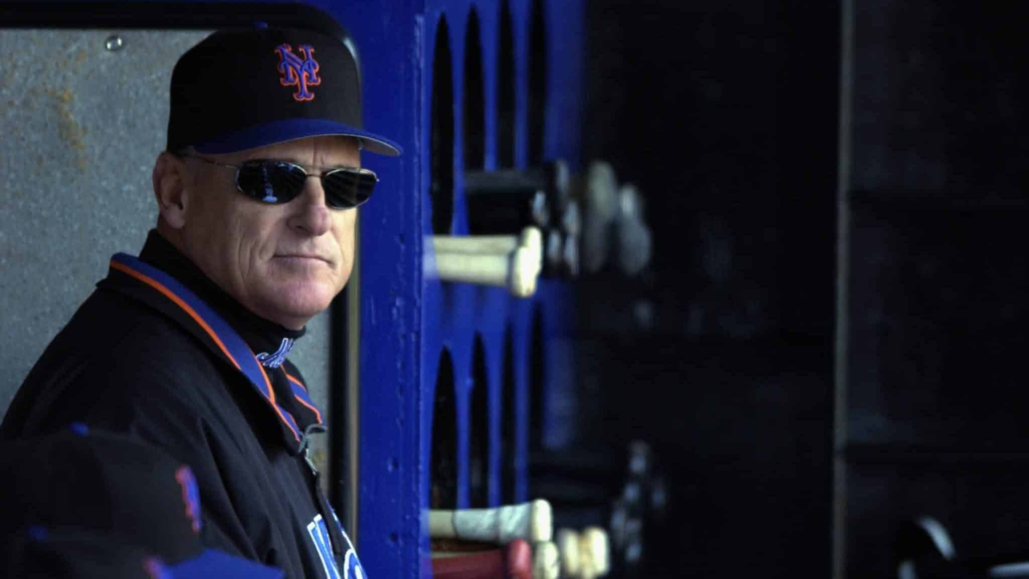 FLUSHING, NY - APRIL 6: Manager Art Howe of the New York Mets looks out from the dugout during the game against the Monteal Expos at Shea Stadium on April 6, 2003 in Flushing, New York. The Expos won 8-5.